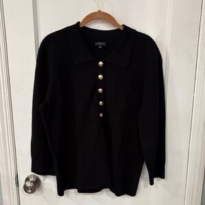 Talbots Black sweater Gold Buttons